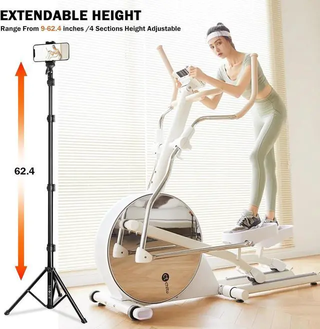 Alt view image 4 of 7 - PHOPIK Phone Tripod Stand : Selfie Stick Extendable Camera & Cell Phone Tripod Stand for iPhone & Android Phone, Heavy Duty Aluminum, Lightweight