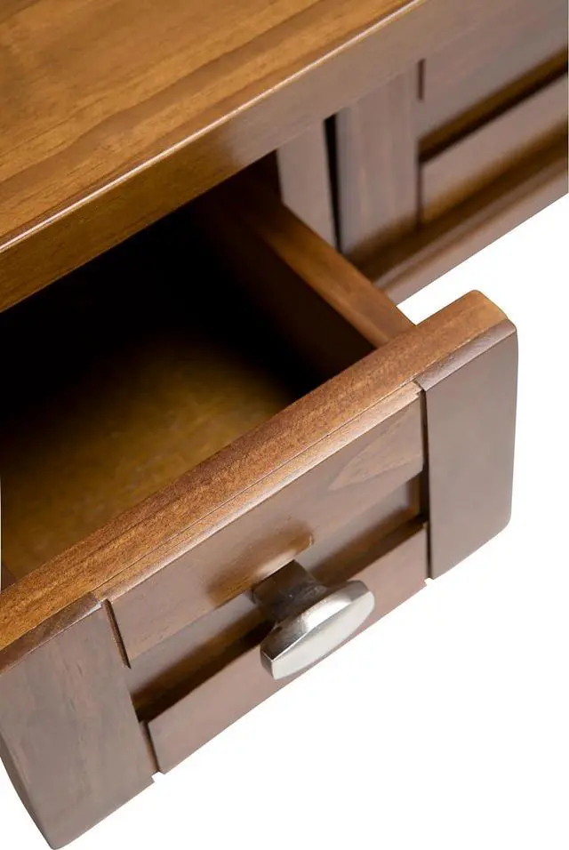 Alt view image 6 of 7 - SIMPLIHOME Warm Shaker SOLID WOOD Rustic Modern 48 inch Wide Home Office Desk, Writing Table, Workstation, Study Table Furniture in Light Golden Brown with 2 Drawers