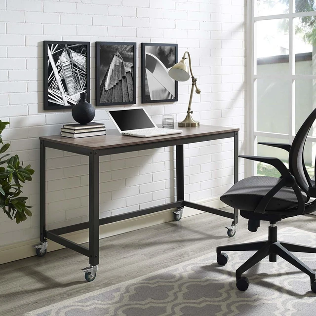 Alt view image 2 of 5 - Modway Vivify Industrial Modern Computer Office Desk With Locking Casters