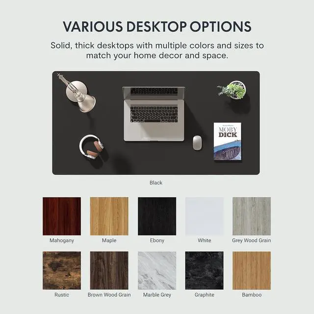 Alt view image 6 of 7 - FLEXISPOT Standing Desk 48 Inches Whole-Piece Desk Board Electric Stand Up Desk Height Adjustable Desk for Home Office Sit Stand Desk(Black Frame + 48" Black Top)