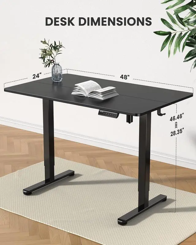 Alt view image 3 of 7 - ErGear Height Adjustable Electric Standing Desk, 48 x 24 Inches Sit Stand up Desk, Memory Computer Home Office Desk (Black)
