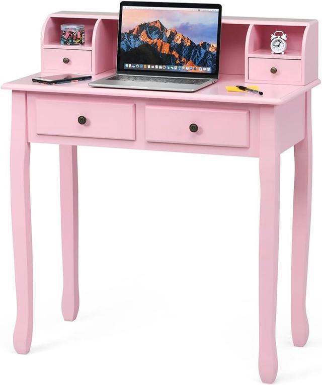 Pink desk with hutch hotsell
