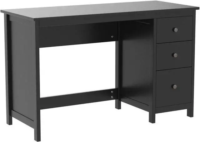 Alt view image 6 of 7 - Tangkula Black Desk with Drawers, Modern Home Office Computer Desk with Storage Drawers & Spacious Desktop, Compact Writing Study Desk Laptop Desk for Bedroom, Multipurpose Computer Workstation