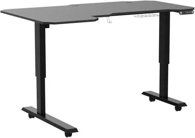 Alt view image 5 of 7 - L-Shaped 59" Height Adjustable Electric Standing Desk, Sit and Stand Up Computer Desk For Home Office with Splice Board (Black Top, Black Frame)