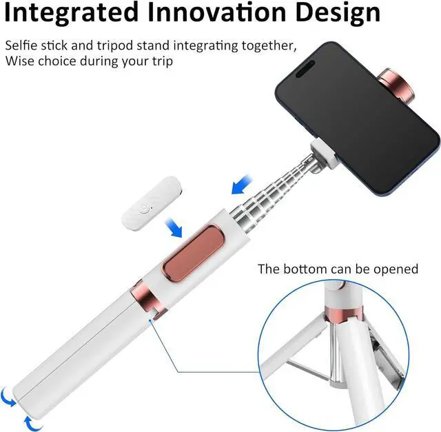 Alt view image 2 of 7 - CellphoneTripod with Remote, Aluminum Alloy Selfie Stick Tripod, Best Foldable Mini Extendable Tripod Stand 270° Rotation Compatible with iPhone/Android Travel Essentials