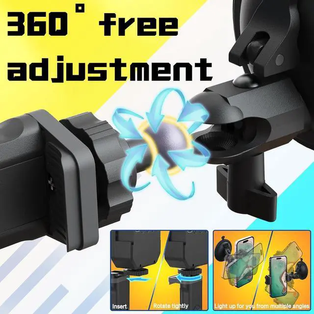 Alt view image 4 of 6 - Suction Cup Phone Mount with Rechargeable Light, Mirror Phone Holder with Light Shower Bathroom Kitchen, Mirror Tripod for TikTok YouTube Instagram Make Up Pics Video Content Creator