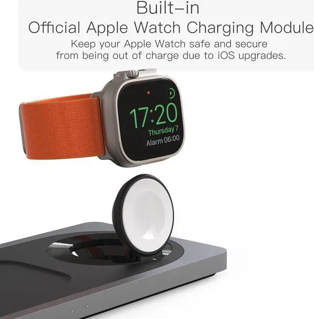 Alt view image 4 of 6 - 3 in 1 Wireless Charging Station for Apple Devices with MagSafe | For iPhone 17/Air/16/15/14/13/12, AirPods & Apple Watch, Foldable Portable Aluminum Charging Stand, Adapter Included