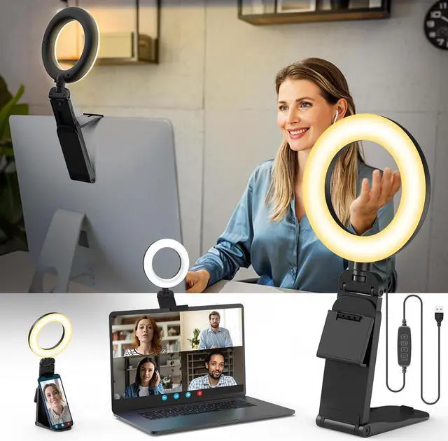 Main image of Ring Light for Computer Laptop,Video Conference Lighting kit for Zoom Meetings,5" Small Led Selfie Light Portable Ring Light with Stand,Cell Phone Holder Desktop Ring Light for Skype Call