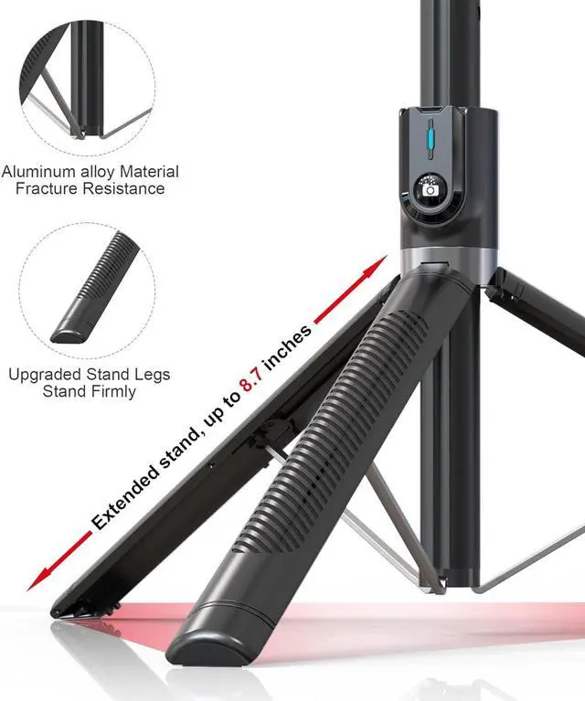 Alt view image 5 of 7 - Selfie Stick Phone Tripod with Remote and LED Fill Lights - ASHINER 70 inch Heigh Cell Phone Holder for Travel, Vlogging, Live Streaming Video and Photos,Phone Stand Compatible with iPhone and Android