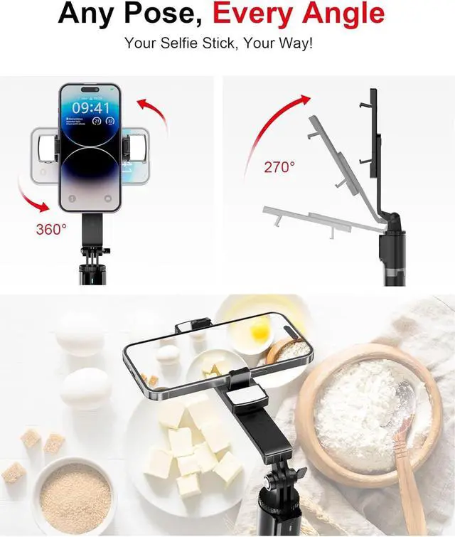 Alt view image 6 of 7 - Selfie Stick Phone Tripod with Remote and LED Fill Lights - ASHINER 70 inch Heigh Cell Phone Holder for Travel, Vlogging, Live Streaming Video and Photos,Phone Stand Compatible with iPhone and Android