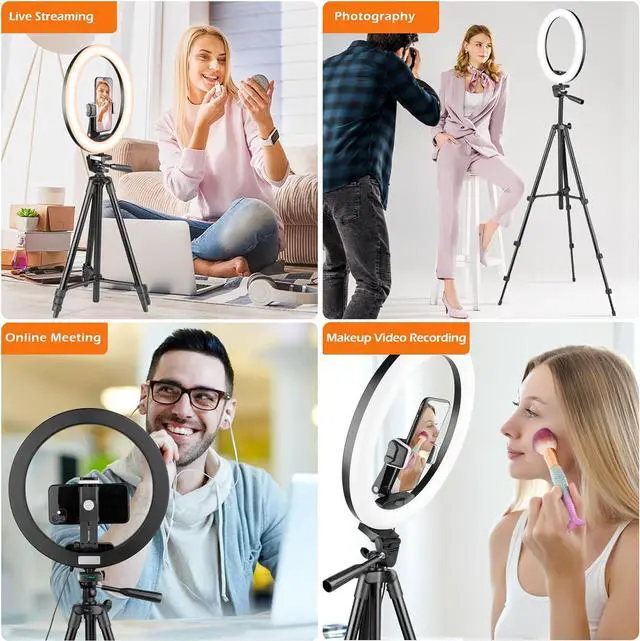 Alt view image 2 of 6 - Sensyne 12'' Ring Light with Tripod Stand, LED Selfie Ring Light with Stand and Phone Holder for Photography/Recording/YouTube/TikTok, Compatible with All Cell Phones/Cameras