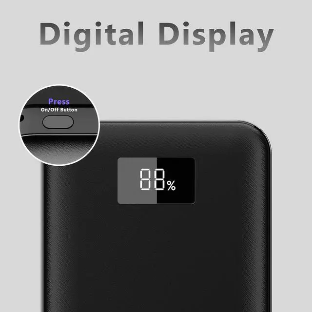 Alt view image 5 of 7 - 2-Pack 20W PD USB C Portable Charger 10000mAh Type-C Fast Charging Battery Pack Charger with Digital Display Power Bank for iPhone 15/14/13/12/... Series /Google Pixel/Moto/LG