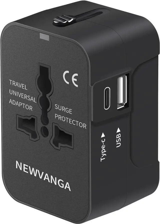 Main image of Travel Adapter with USB C, Universal All in One Worldwide Travel Adapter Power Converters Wall Charger AC Power Plug Adapter USB Type C Charging Ports for USA EU UK AUS Black