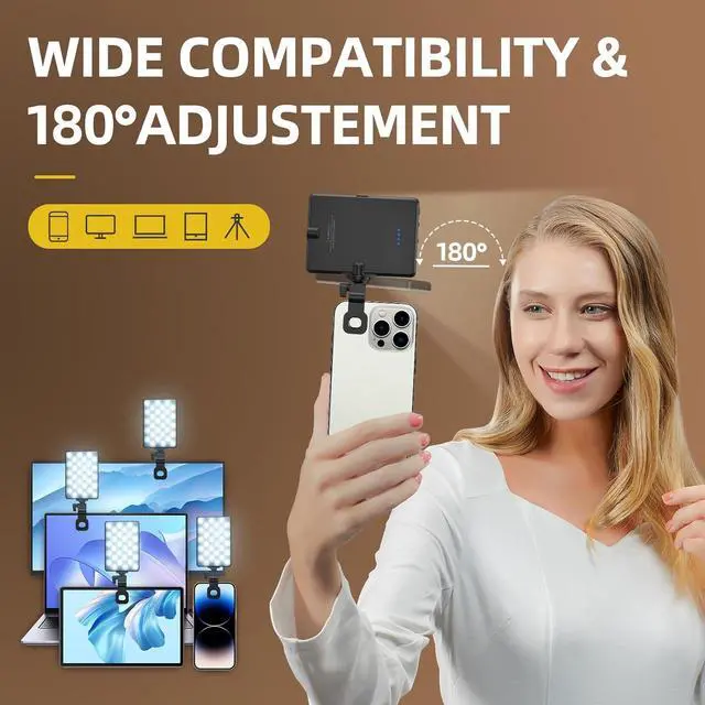 Alt view image 4 of 7 - Selfie Light for Phone, 60 LED Phone Light with Rechargeable Clip and Adjusted 3 Light Modes, 2000mAh Video Light for Phone iPad, Laptop, Makeup, TikTok, Selfie, Vlog, Video Conference