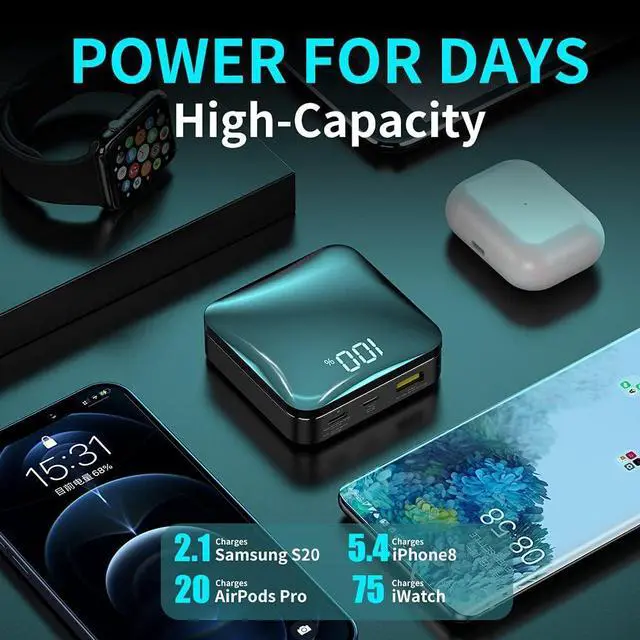 Alt view image 2 of 7 - T-CORE USB C Portable Charger 22.5W Fast Charging,one of The Smallest and Lightest 10000mAh External Battery Compact Power Bank for iPhone15 14 13 11 12pro max,Samsung S20/21/S22