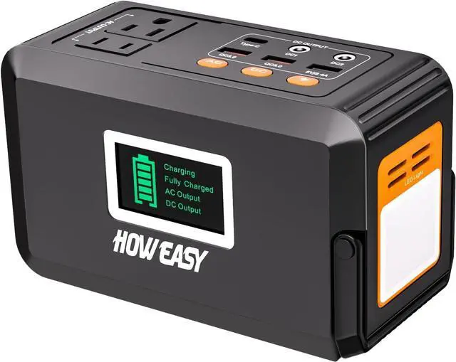 Main image of HOWEASY 120W Portable Power Bank, 88WH/24000mAh Portable Laptop Charger Battery Backup with 2 110V/120W AC Socket/ 3 DC Ports/2 USB QC3.0/LED Light for CPAP Outdoor Camping Trip Hunting Emergency