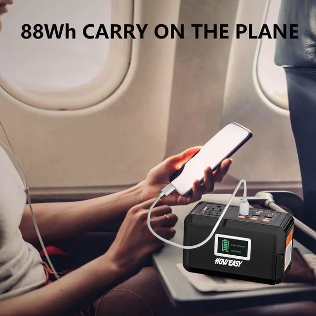 Alt view image 6 of 7 - HOWEASY 120W Portable Power Bank, 88WH/24000mAh Portable Laptop Charger Battery Backup with 2 110V/120W AC Socket/ 3 DC Ports/2 USB QC3.0/LED Light for CPAP Outdoor Camping Trip Hunting Emergency