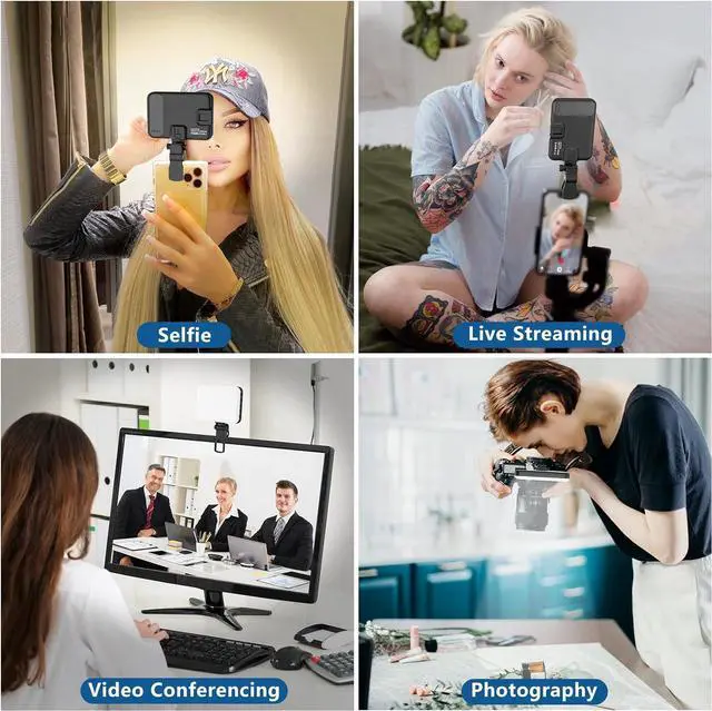 Alt view image 5 of 6 - 60 LED Portable Selfie Light Video Conference Lighting with Clip & Camera Tripod Adapter Rechargeable 2200mAh CRI 97+ 3 Light Modes for Phone iPhone Webcam Laptop Photo Makeup