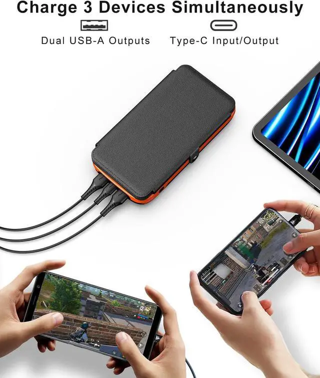 Alt view image 5 of 7 - Solar Charger Power Bank  27000mAh USB C Solar Phone Charger with 3 USB Outputs with 4 Foldable Solar Panels Battery Pack Charger Compatible with Most Smart Phone