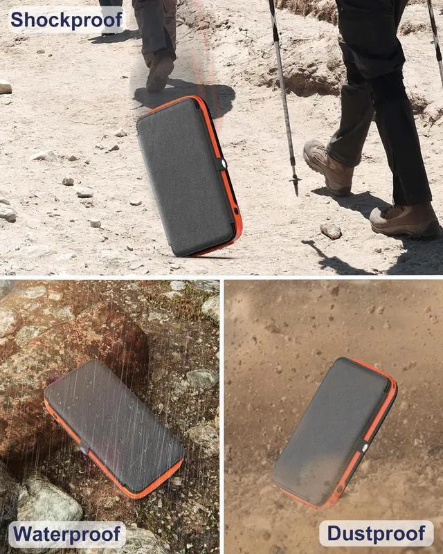 Alt view image 6 of 7 - Solar Charger Power Bank  27000mAh USB C Solar Phone Charger with 3 USB Outputs with 4 Foldable Solar Panels Battery Pack Charger Compatible with Most Smart Phone