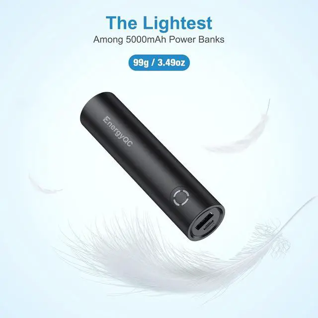 Alt view image 5 of 7 - EnergyQC Fast Charging Portable Charger 5000mAh,External Battery Power Bank with 5V/2.4A Output and USB-C Input(Recharge Only), Battery Pack Compatible with iPhone,Samsung Galaxy and More-Black