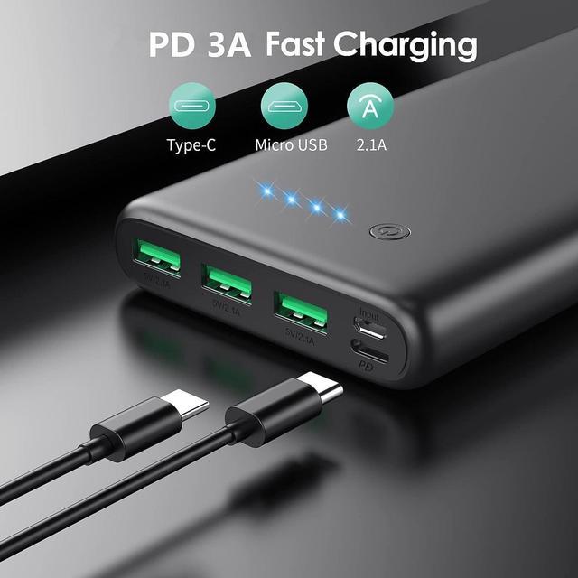 Portable Charger 36800mAh,3 hotsell USB Outputs Power Bank, Dual Input External Battery