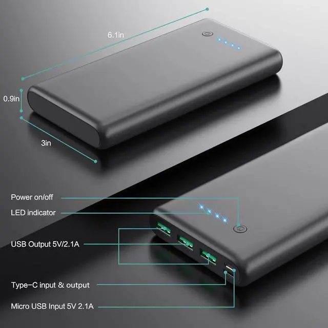 Alt view image 6 of 6 - Portable Charger 36800mAh,4 Outputs Power Bank, Dual Input 5V/3A External Battery Pack,USB-C in&Out High-Speed Charging Backup Charger Compatible with iPhone 15/14/13,Samsung S23 Android Phone etc