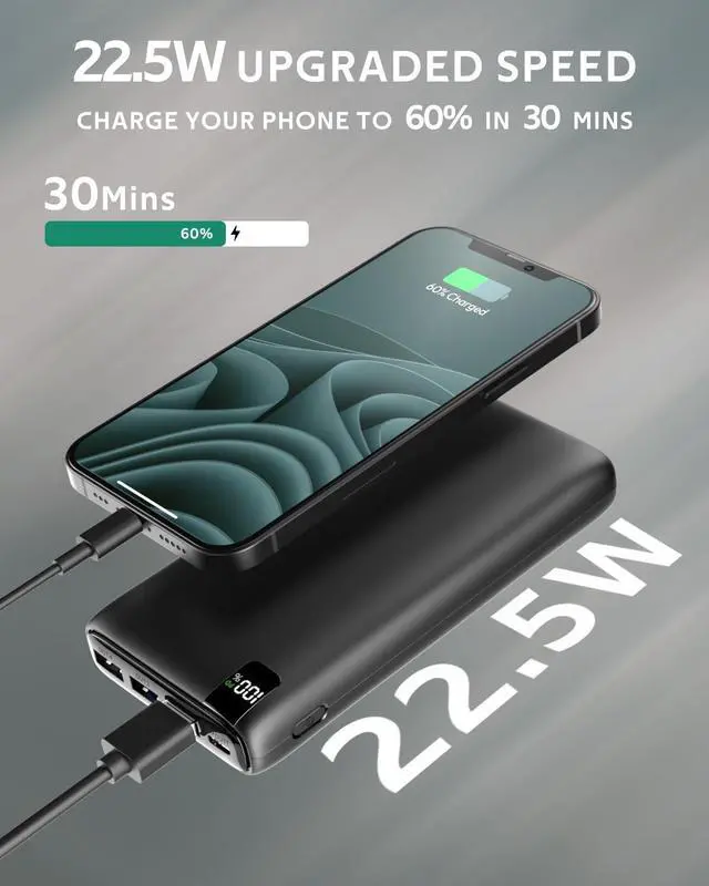 Alt view image 2 of 7 - CONXWAN Portable Charger 26800mAh Power Bank 22.5W Fast Charging, 4 USB Outputs PD External Backup Charger Cell Phone USB C Battery Pack Compatible with iPhone Tablets Galaxy Android