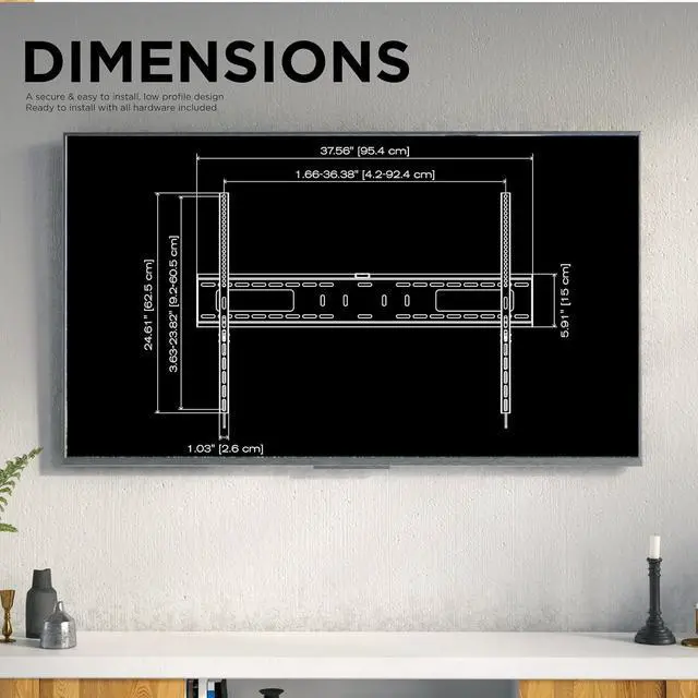 Alt view image 5 of 7 - APEX by Promounts UF-PRO400 UF-PRO400 60-inch to 100-Inch Extra-Large Flat TV Wall Mount Black, Silver
