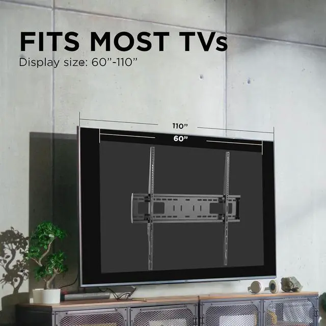 Alt view image 4 of 7 - APEX by Promounts UF-PRO400 UF-PRO400 60-inch to 100-Inch Extra-Large Flat TV Wall Mount Black, Silver