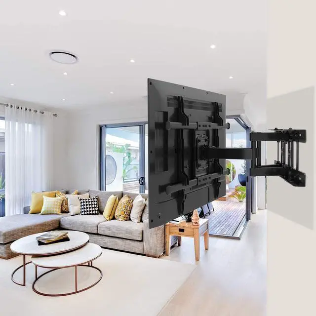 Alt view image 7 of 7 - Full Motion TV Wall Mount Articulating Arms Swivel Tilt Rotation for Most 37-75 Inch OLED, LCD, LED Flat Curved TVs, Extension to 24 inch Wood Stud up to 132lbs Max VESA 600x400mm by Pipishell
