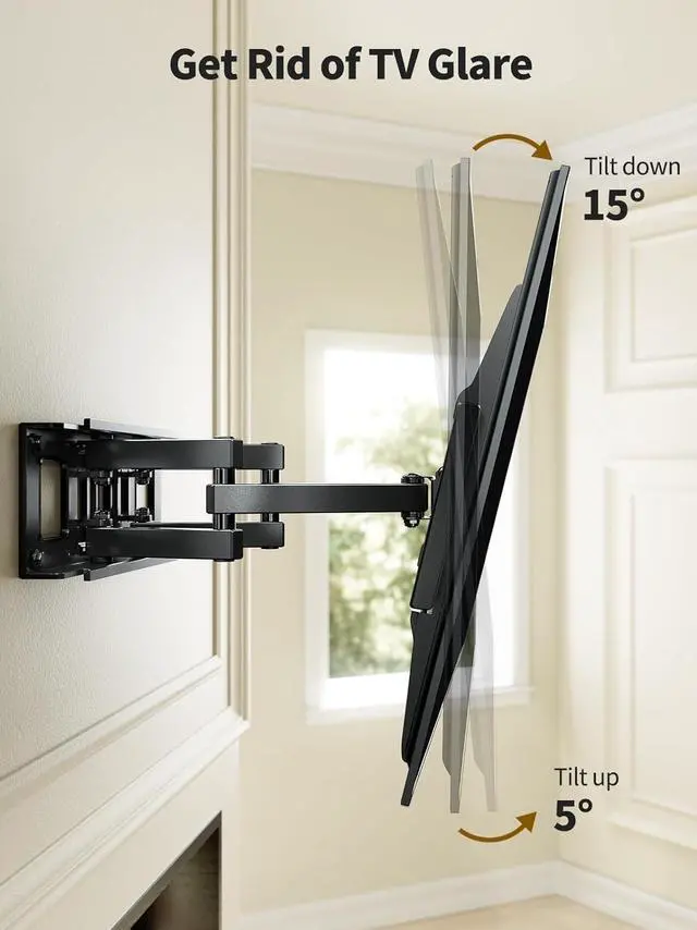 Alt view image 5 of 7 - AM alphamount Full Motion TV Wall Mount for Most 37-75 Inch TVs up to 100 lbs, Swivel TV Mount with Dual Articulating Arms, Wall Mount TV Bracket Max VESA 600x400mm, Fits 16 Wood Studs, APLF6