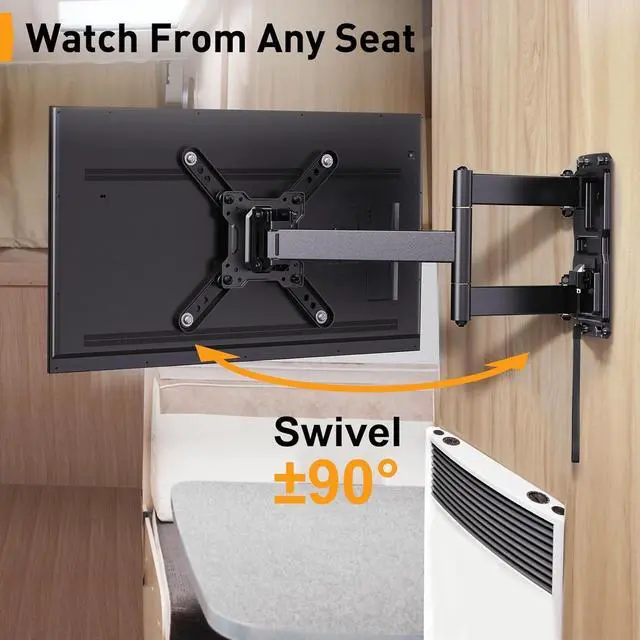 Alt view image 6 of 7 - Perlegear Lockable RV TV Mount for 1342 inch TVs up to 44 lbs, Full Motion RV TV Wall Mount with Swivel, Tilt, Pull Cord Lock, RV TV Mount for Camper, RV, Motorhome, Max VESA 200x200mm, PGLRVF2