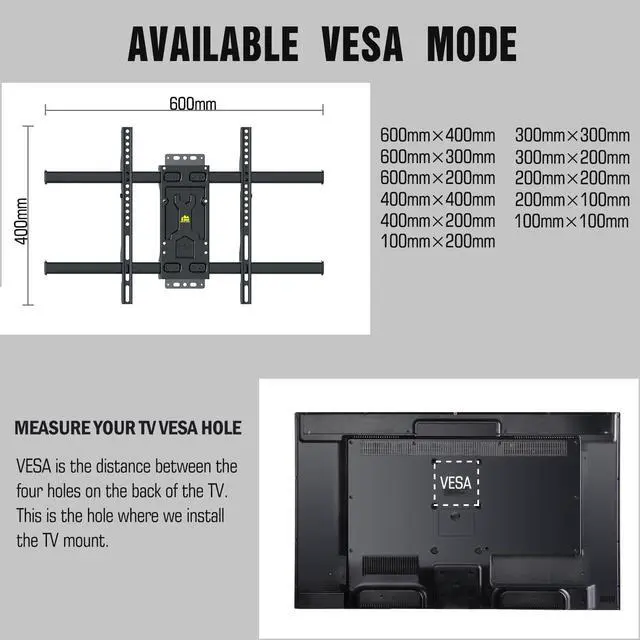 Alt view image 7 of 7 - FORGING MOUNT Corner TV Wall Mount Long Arm TV Mount Bracket for 32"-75" TVs-Easy to Install Single Stud Design- 33" of Smooth Extension Plus Swivel,Tilt,Max VESA 600X400mm,Holds 100lbs