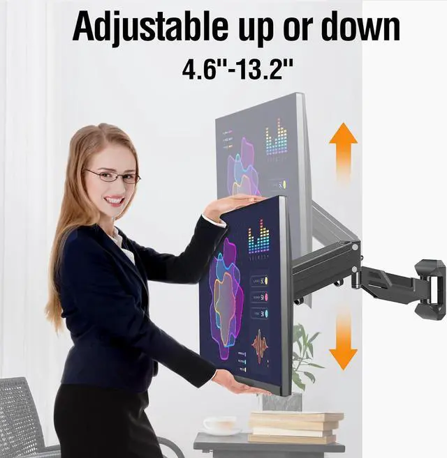 Alt view image 2 of 7 - ELIVED Height Adjustable TV Wall Mount for Most 23-55 Inch TVs, Spring Arm Full Motion Swivel Tilt Articulating TV Mount Bracket, Max VESA 400x400mm, Support 11-66 lbs, YD1010