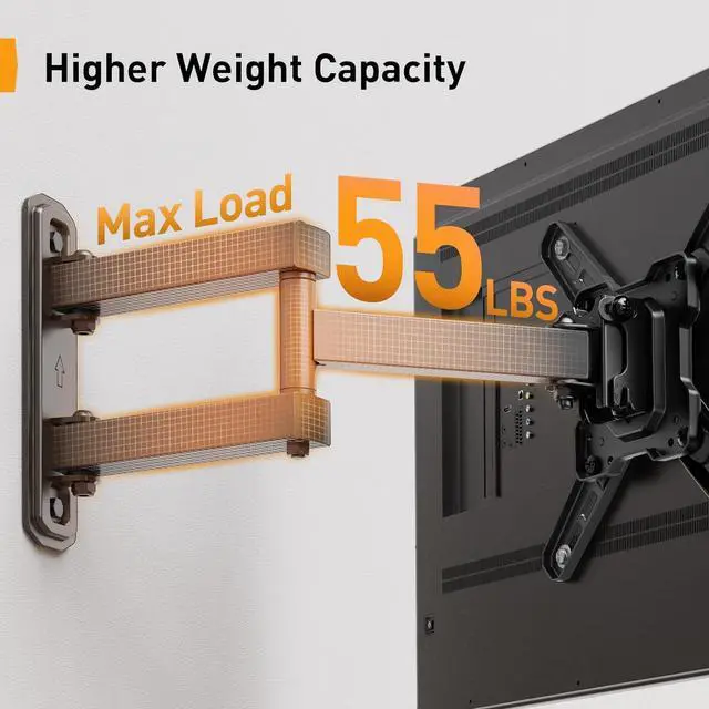 Alt view image 3 of 7 - Perlegear Full Motion TV Wall Mount for 13-42 inch Flat or Curved TVs & Monitors up to 55 lbs, Wall Mount TV Bracket with Articulating Arm, Swivel, Tilt, Extension TV Mount, Max VESA 200x200mm, PGSF6