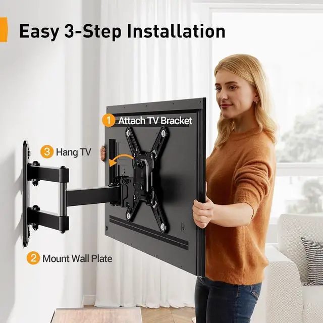 Alt view image 6 of 7 - Perlegear Full Motion TV Wall Mount for 13-42 inch Flat or Curved TVs & Monitors up to 55 lbs, Wall Mount TV Bracket with Articulating Arm, Swivel, Tilt, Extension TV Mount, Max VESA 200x200mm, PGSF6