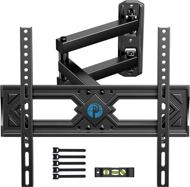 Main image of Pipishell Full Motion TV Wall Mount for 26-60 Inch Flat Curved TVs, Heavy Duty Single Articulating Arms TV Bracket Up to VESA 400x400mm and 77lbs, Support Swivel, Tilt, Level Adjustment