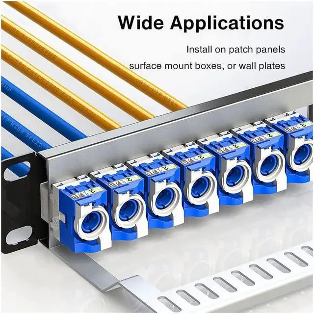 Alt view image 5 of 5 - 16 Pcs Cat6 Keystone Jack, Cat6 RJ45 Keystone Jack Module Connector Network Coupler Ethernet Wall Jack No Punch Down Tool Required, Blue