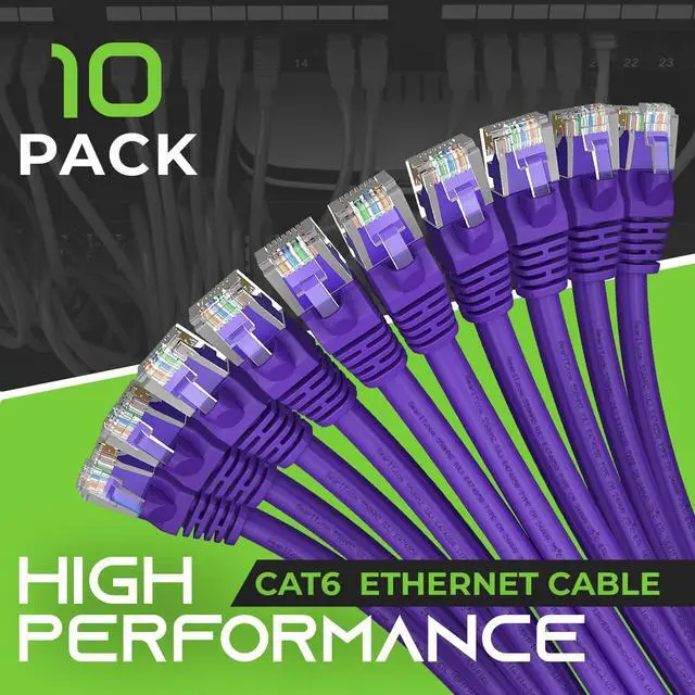 Alt view image 2 of 7 - GearIT Cat 6 Ethernet Cable 5 ft (10-Pack) - Cat6 Patch Cable, Cat 6 Patch Cable, Cat6 Cable, Cat 6 Cable, Cat6 Ethernet Cable, Network Cable, Internet Cable - Purple 5 Feet
