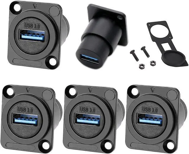 Main image of 5PCS USB3.0 D Series Panel-Mount Connector,Waterproof USB Port Socket 86 Panel Mount Square Female to Female Converter Data Transfer Interface Adapter for Network Industrial Equipment