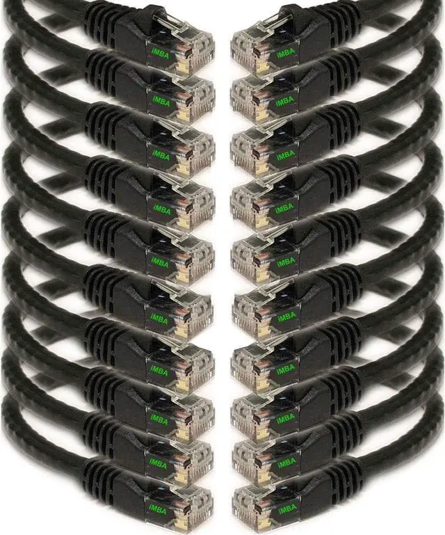 Main image of iMBAPrice 3' Cat5e Network Ethernet Patch Cable, 10 Pack, Black (IMBA-CAT5-03BK-10PK)