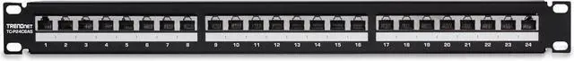 Alt view image 2 of 7 - TRENDnet 24-Port Cat6A Shielded Patch Panel, 1U 19" Metal Housing, 10G Ready, Cat5e,Cat6,Cat6A Compatible, Cable Management, Color-Coded Labeling for T568A and T568B Wiring, Black, TC-P24C6AS