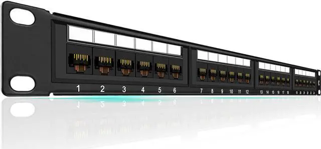 Main image of Patch Panel 24 Port Cat6 10G Support, Network Patch Panel UTP 19-Inch, Wallmount or Rackmount 1U Ethernet Patch Panel Punch Down Block for Cat6, Cat5e, Cat5 Cabling