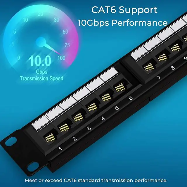 Alt view image 2 of 7 - Patch Panel 24 Port Cat6 10G Support, Network Patch Panel UTP 19-Inch, Wallmount or Rackmount 1U Ethernet Patch Panel Punch Down Block for Cat6, Cat5e, Cat5 Cabling