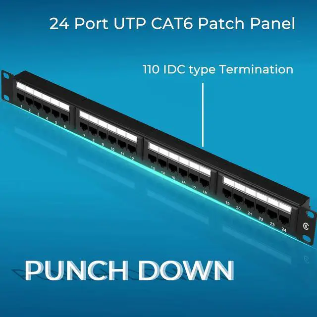 Alt view image 6 of 7 - Patch Panel 24 Port Cat6 10G Support, Network Patch Panel UTP 19-Inch, Wallmount or Rackmount 1U Ethernet Patch Panel Punch Down Block for Cat6, Cat5e, Cat5 Cabling