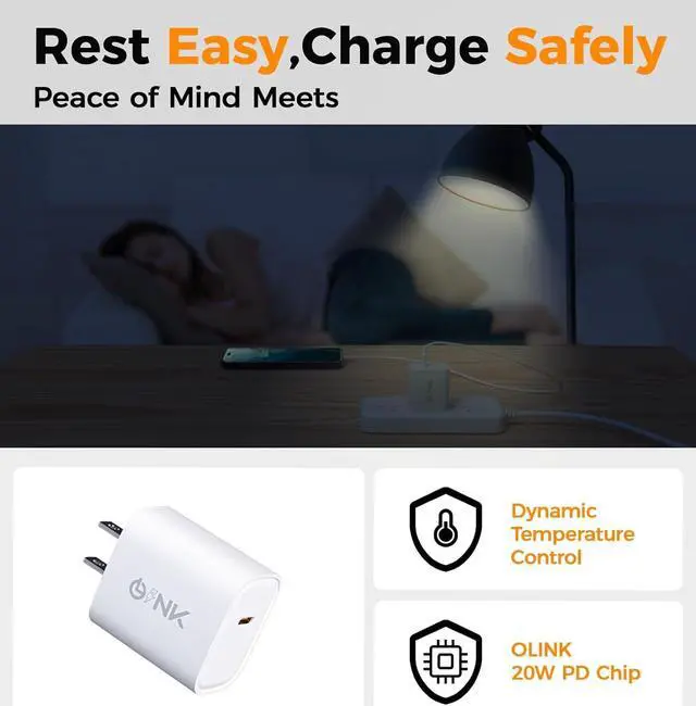 Alt view image 4 of 7 - 20W Fast Charging USB-C Power Adapter, Universal USB Charger Block for Travel, Compact Lightweight USB C Wall Charger for iPhone 15/14/13/12/11 Pro Max, iPad Pro/Air, AirPods, Apple Watch