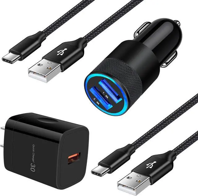 Main image of Car Charger Adapter+Quick Charge 3.0 Wall Charger Block Plug+6ft USB Type C Fast Charging Cable for Samsung Galaxy S24 S23 S22 S21 S20 FE/Ultra/Plus 5G S10 Note 20/10 Z Fold5/Flip5 A55 A15 A54 A14 A20