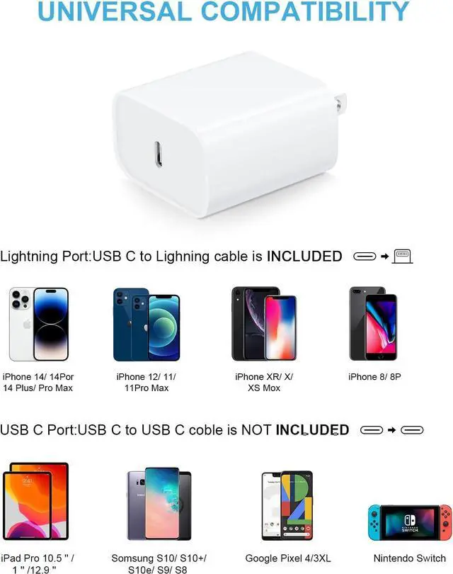 Alt view image 5 of 7 - 10FT iPhone 14 13 12 11 Charger Long Charging Cable with 20W USB C Charger Block for i Phone 14/14 Pro/14 Pro Max/14 Plus/13/12/11/Xs Max/XR