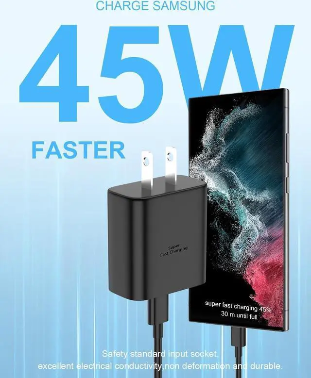 Alt view image 2 of 6 - 45W Samsung Charger USB-C 2 Pack Fast Charging for Samsung Galaxy S23 Ultra S24 Ultra,S24/S24+/S23/S23+/S22/S21,Z Fold 5/Z Flip 5,Galaxy Tab S8/S7, with 6FT Type C Cable PPS Wall Charger